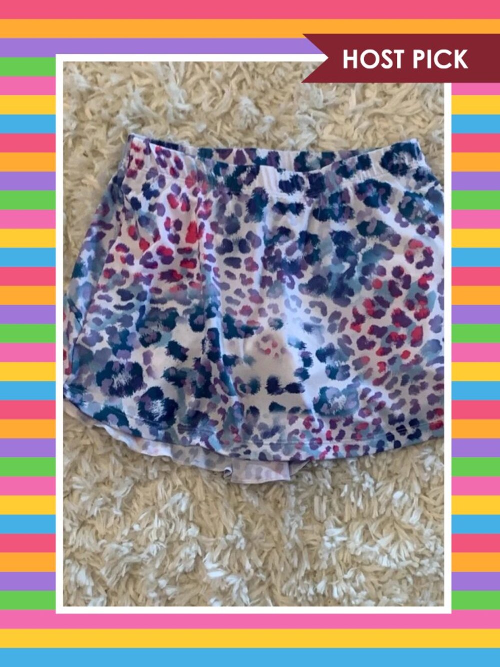 Sofibella Girls’ UV Tennis Skort (S) - Blue Animal - Like New!